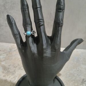 Chic Silver Ring with Turquoise Colored Accent